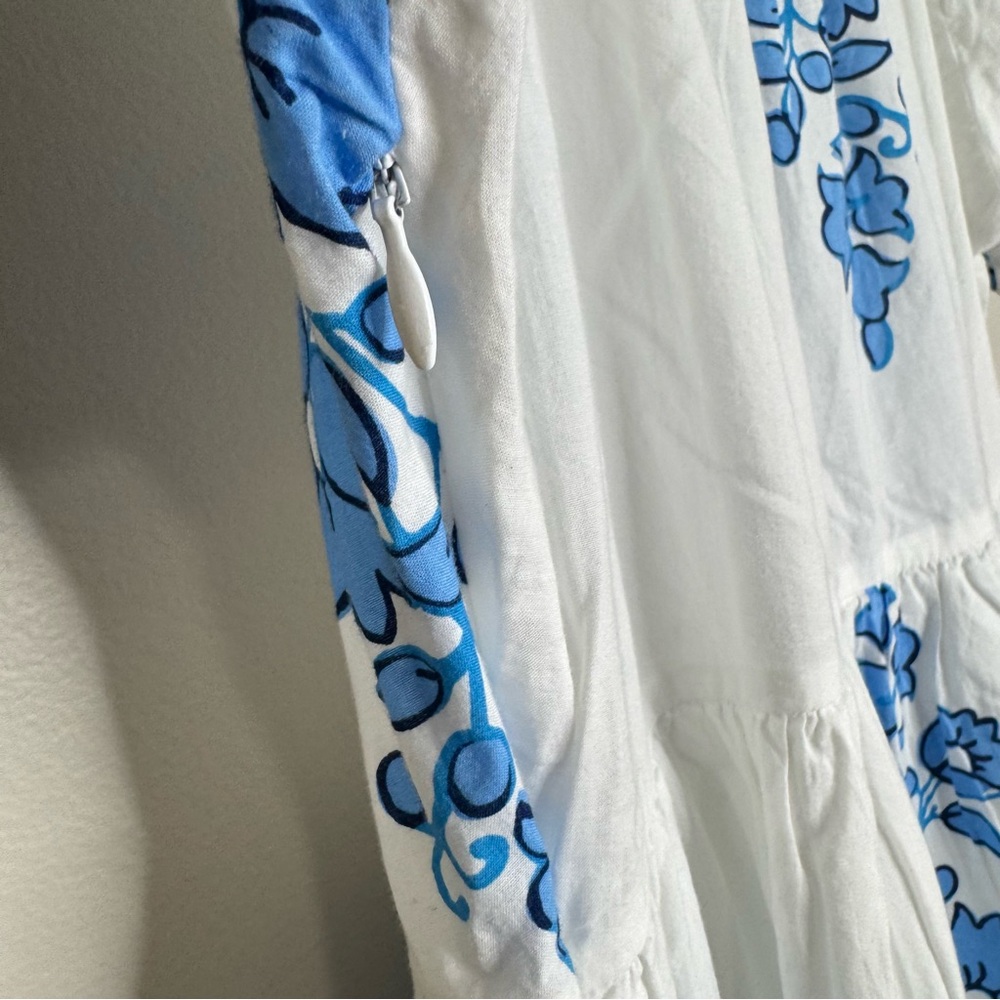 J. Crew White Blue Floral Puff Sleeve Prairie Cottage Puff Sleeve Maxi Dress 2 - Picture 10 of 10